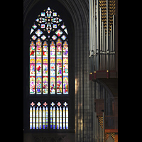 K�ln, Dom St.Peter und Maria, Blick vom Triforium im Chor zur Langhausorgel und zum gro�ten Westfenster