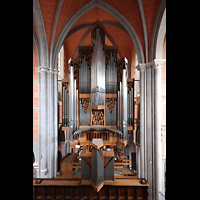 Marienstatt, Abteikirche, Hauptorgel von der mittleren Etage eines gegen�berliegenden Bauger�sts