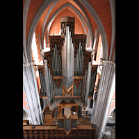 Marienstatt, Abteikirche, Hauptorgel von der oberen Etage eines gegen�berliegenden Bauger�sts