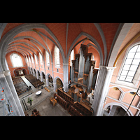 Marienstatt, Abteikirche, Blick vom gegen�berliegenden Bauger�st auf die Orgel und ins Langhaus