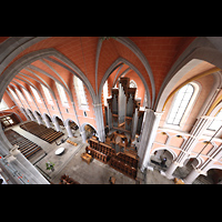 Marienstatt, Abteikirche, Blick vom gegen�berliegenden Bauger�st auf die Orgel und ins Langhaus