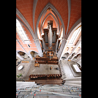 Marienstatt, Abteikirche, Blick vom gegen�berliegenden Bauger�st von oben auf die Orgel