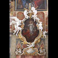 Ochsenhausen, Klosterkirche St. Georg, Figurenschmuck unter dem Hochaltar-Gem�lde