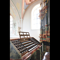 Ochsenhausen, Klosterkirche St. Georg, Hauptorgelspieltisch seitlich