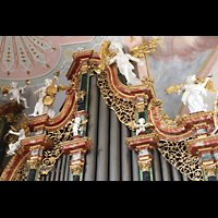 Ochsenhausen, Klosterkirche St. Georg, Rechter Pedalturm mit Figurenschmuck