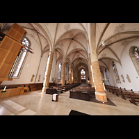 Seitlicher Blick vom Chorraum an der Orgel vorbei zur Westwand Rheine, St. Dionysius, Seitlicher Blick vom Chorraum an der Orgel vorbei zur Westwand
