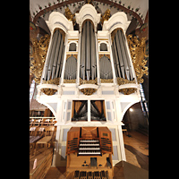 Schleswig, Dom St. Petri (Chororgel), Hauptorgel mit Spieltisch