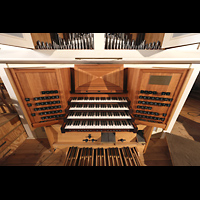 Schleswig, Dom St. Petri (Chororgel), Hauptorgelspieltisch von oben