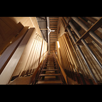 Schleswig, Dom St. Petri (Chororgel), Pedalpfeifen an der Westwand: Untersatz 32' (links) und Posaune 32' (rechts)