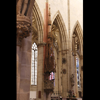 Ulm, Mnster (Konrad-Sam-Kapelle), Gotische Kanzel (vor 1500) mit 20 m hohem Schalldeckel von Jrg Syrlin (1510)