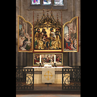 Ulm, Mnster (Konrad-Sam-Kapelle), Hauptaltar: 'Heilige-Sippen-Altar' / 'Hutzaltar' aus dem frhen 16. Jh.