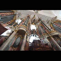 Weingarten, Basilika St. Martin - Groe Orgel, Orgelempore von links