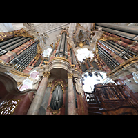 Weingarten, Basilika St. Martin - Groe Orgel, Orgelempore von links