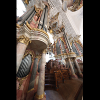 Weingarten, Basilika St. Martin - Groe Orgel, Orgelempore von links