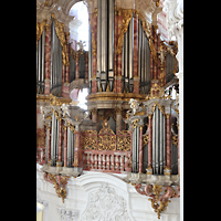 Weingarten, Basilika  St. Martin, Blick von der Seitenempore auf die Hauptorgel