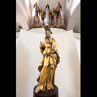 W�rzburg, Augustinerkirche, Maria- und Jesusfigur unter der Orgelempore