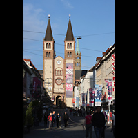 W�rzburg, Dom St. Kilian, Fassade von der Alten Mainbr�cke aus gesehen