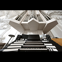 W�rzburg, Dom St. Kilian, Querhausorgel mit Spieltisch perspektivisch