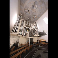 W�rzburg, Dom St. Kilian, Hauptorgel mit Tomprteria von der unteren Empore aus seitlich