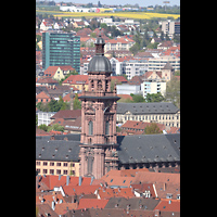 W�rzburg, Maximilian-Universit�t, Neubaukirche, Blick vom K�ppele-Berg auf den Turm der Neubaukirche