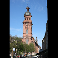 W�rzburg, Maximilian-Universit�t, Neubaukirche, Turm von Westen von der neubaustra�e