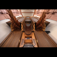 W�rzburg, Maximilian-Universit�t, Neubaukirche, Spieltisch und Orgel perspektivisch