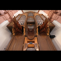 W�rzburg, Maximilian-Universit�t, Neubaukirche, Spieltisch und Orgel perspektivisch