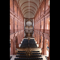 W�rzburg, Maximilian-Universit�t, Neubaukirche, Blick vom ersten Bogenumgang zur Orgel und in die Kirche