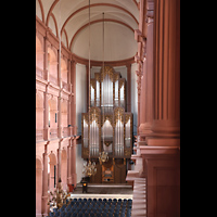 W�rzburg, Maximilian-Universit�t, Neubaukirche, Seitlicher Blick vom ersten Bogenumgang zur Orgel und in die Kirche