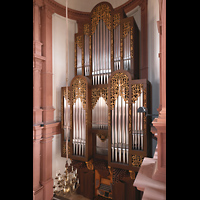 W�rzburg, Maximilian-Universit�t, Neubaukirche, Seitlicher Blick vom ersten Bogenumgang zur Orgel