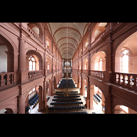 W�rzburg, Maximilian-Universit�t, Neubaukirche, Blick vom obersten Bogenumgang zur Orgel und in die Kirche