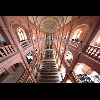 W�rzburg, Maximilian-Universit�t, Neubaukirche, Blick vom obersten Bogenumgang zur Orgel und in die Kirche