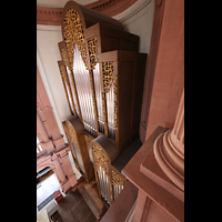 W�rzburg, Maximilian-Universit�t, Neubaukirche, Seitlicher Blick vom obersten Bogenumgang auf die Orgel