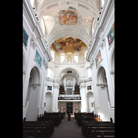 W�rzburg, Neum�nster, Innenraum in Richtung Orgel