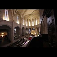 Montblanc, Santa Maria la Major, Seitlicher Blick von der Orgelempore in die Kirche