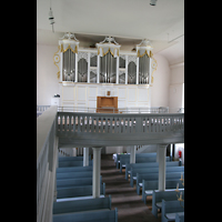Harpstedt, Christuskirche, Seitlicher Blick von der Empore zur Orgel