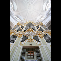 Dresden, Kathedrale Ss. Trinitatis (ehem. Hofkirche), Spieltisch und Orgelprospekt