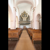 Höxter, Evangelische Stadtkirche St. Kiliani, Innenraum / Hauptschiff in Richtung Orgel