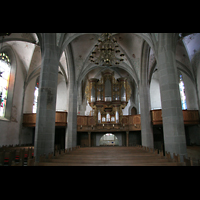Bad Sobernheim, Matthiaskirche, Innenraum / Hauptschiff in Richtung Orgel