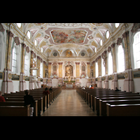 München, Bürgersaalkirche, Innenraum / Hauptschiff in Richtung Chor