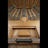 München, Pfarrkirche Heilige Familie, Spieltisch mit Orgel
