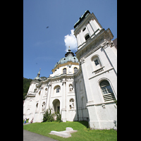 Ettal, Benediktinerabtei, Klosterkirche (Winterkirche), Fassade perspektivisch