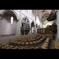 Braunschweig - Riddagshausen, Klosterkirche St. Mariae, Hauptschiff und Orgel seitlich