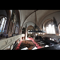 Berlin (Wedding), Stephanuskirche, Blick von der Orgelempore seitlich in die Kirche