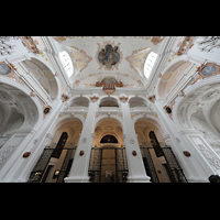 Luzern, Jesuitenkirche St. Franz Xaver (Hauptorgel), Kirchenrückwand mit Orgel perspektivisch