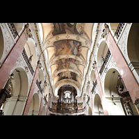 Praha (Prag), Bazilika sv. Jakuba (St. Jakob), Chororgel, Innenraum mit Deckengemälden und Orgel