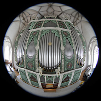 Görlitz, St. Peter und Paul (Sonnenorgel), Gesamte Orgel mit Spieltisch