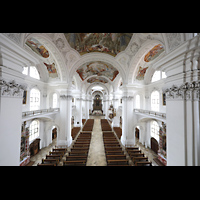 Weingarten, Basilika St. Martin - Chororgel, Blick von der Orgelempore in die Baslika
