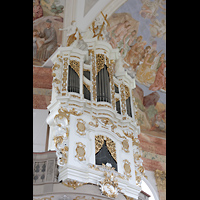 Waldsassen - Kappl, Dreifaltigkeitskirche (Wallfahrtskirche der Heiligsten Dreifaltigkeit), Orgel schrg von unten