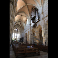 Bamberg, Kaiserdom (Nagelkapelle), Hauptschiff in Richtung Westchor mit Orgel